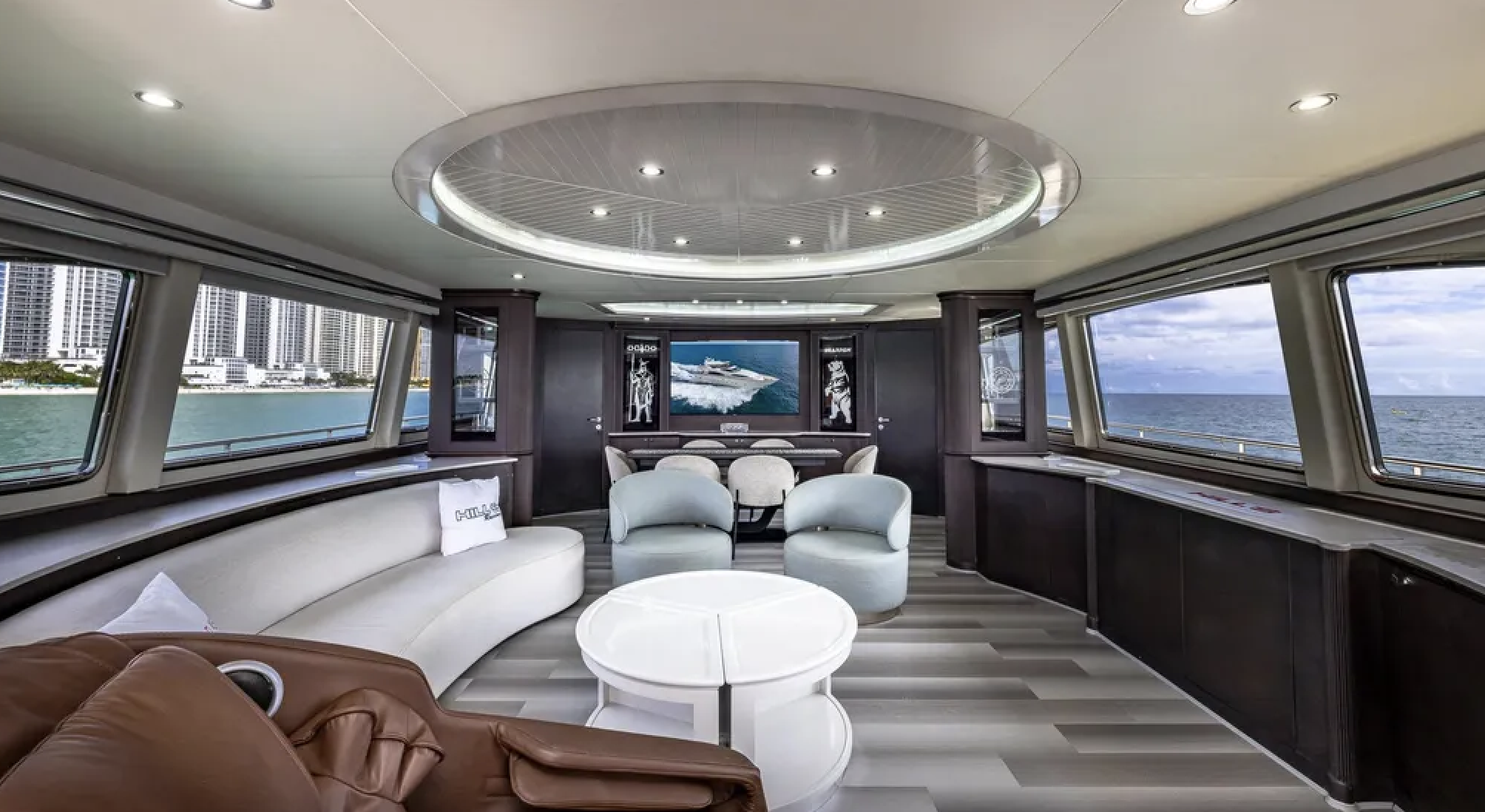 Luxury yacht salon interior
